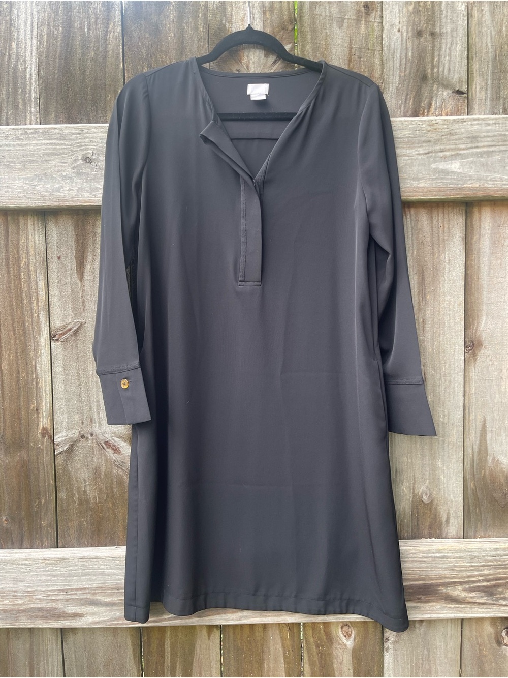 Chico's Black Long-Sleeve V-Neck Tunic Dress Chicos Sz 0 ( small 4-6)